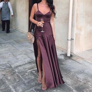 Fame & Partner Purple Plum Dress w/ high slit